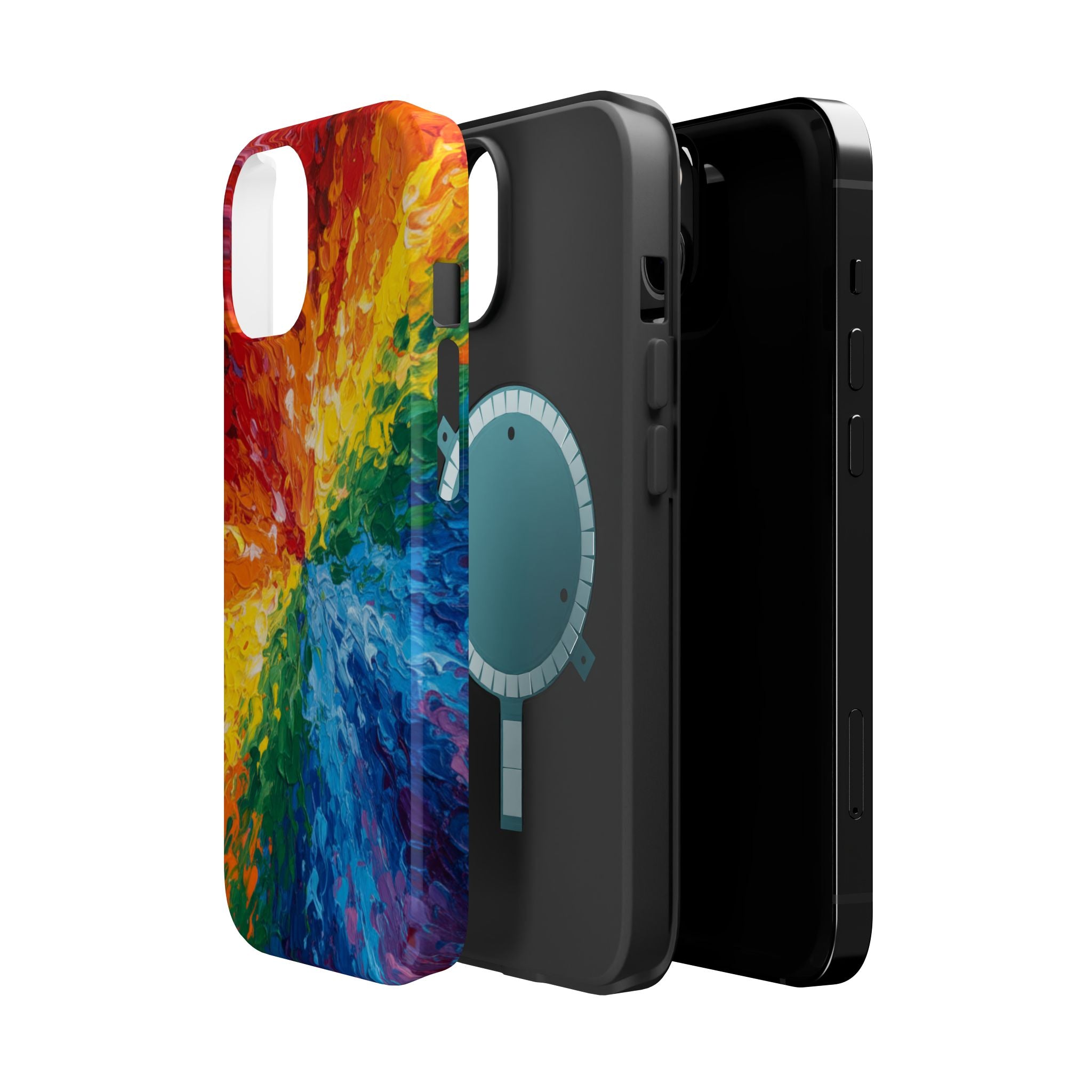 Rainbow Vortex abstract tough magsafe case design