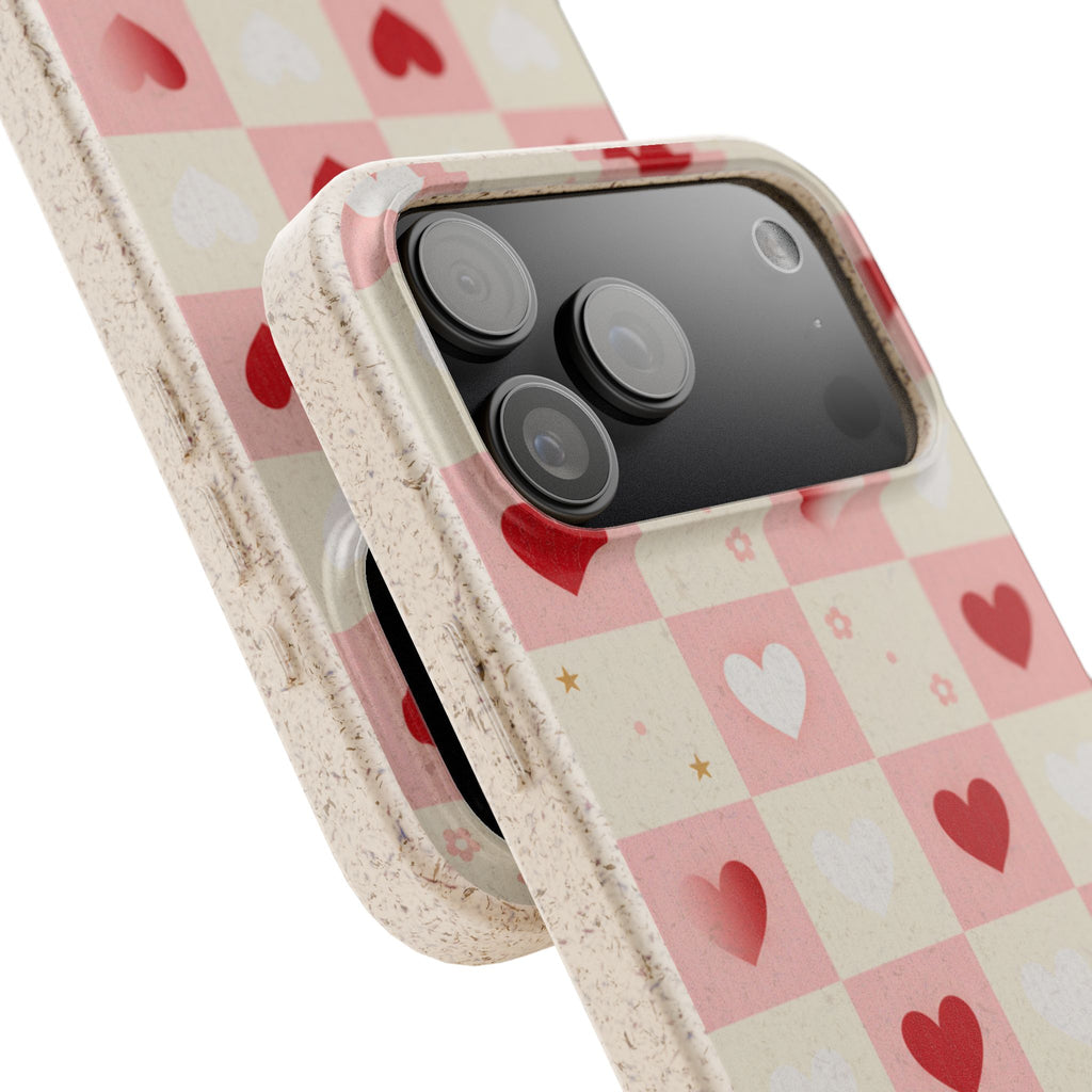 Pink Heart Grid | Biodegradable Case