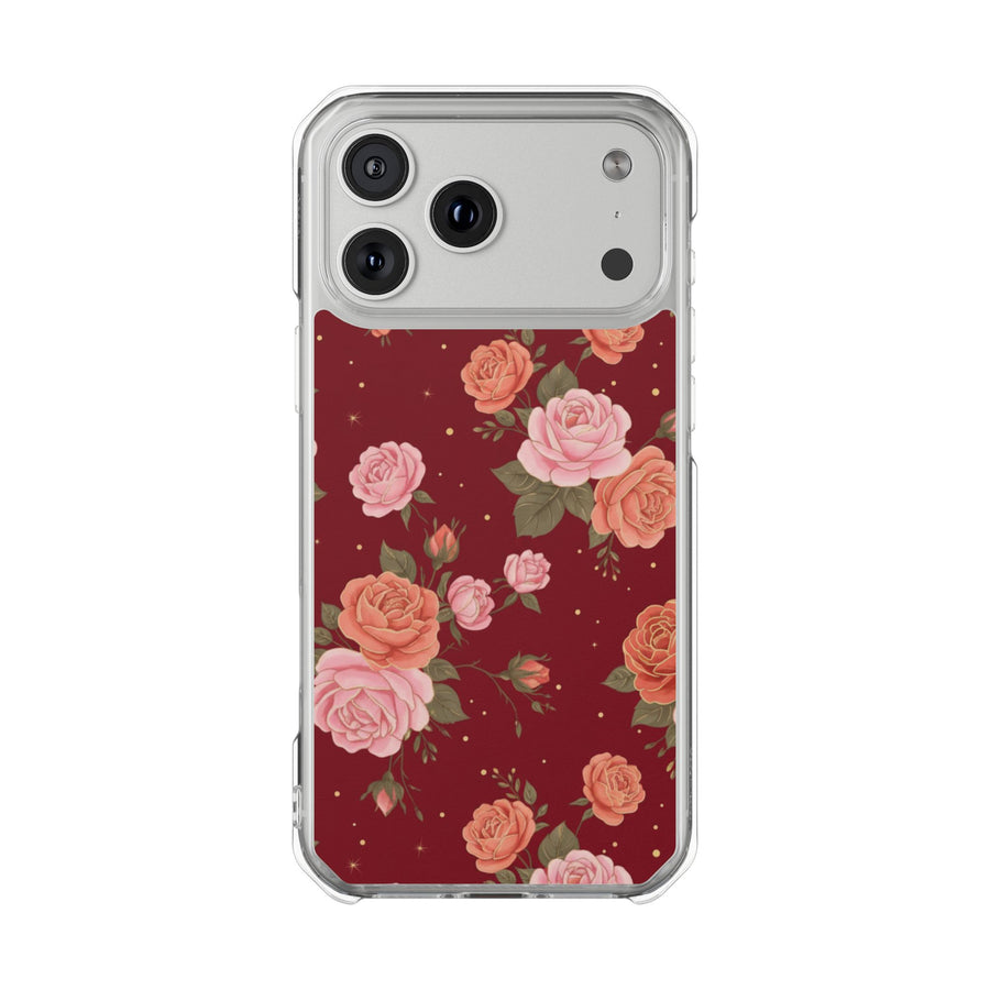 Burgundy Vintage Rose | Clear MagSafe Case