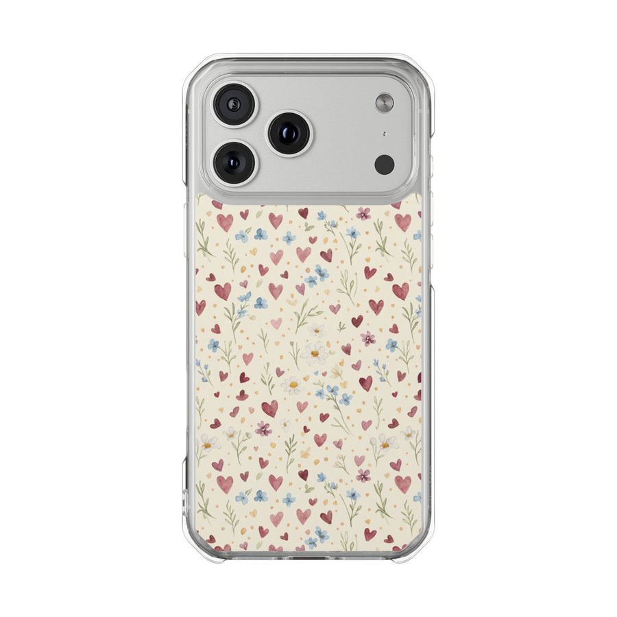 Ditsy Heart Garden | Clear MagSafe Case