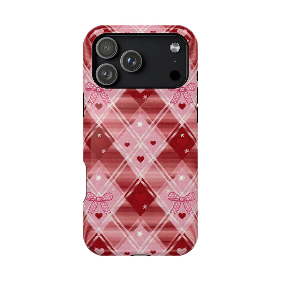 Pink Plaid Heart | Tough MagSafe Case