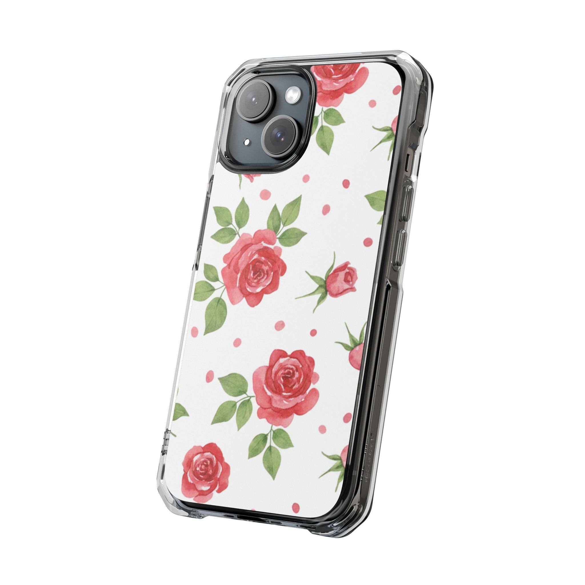 Garden Rose floral clear magsafe case design