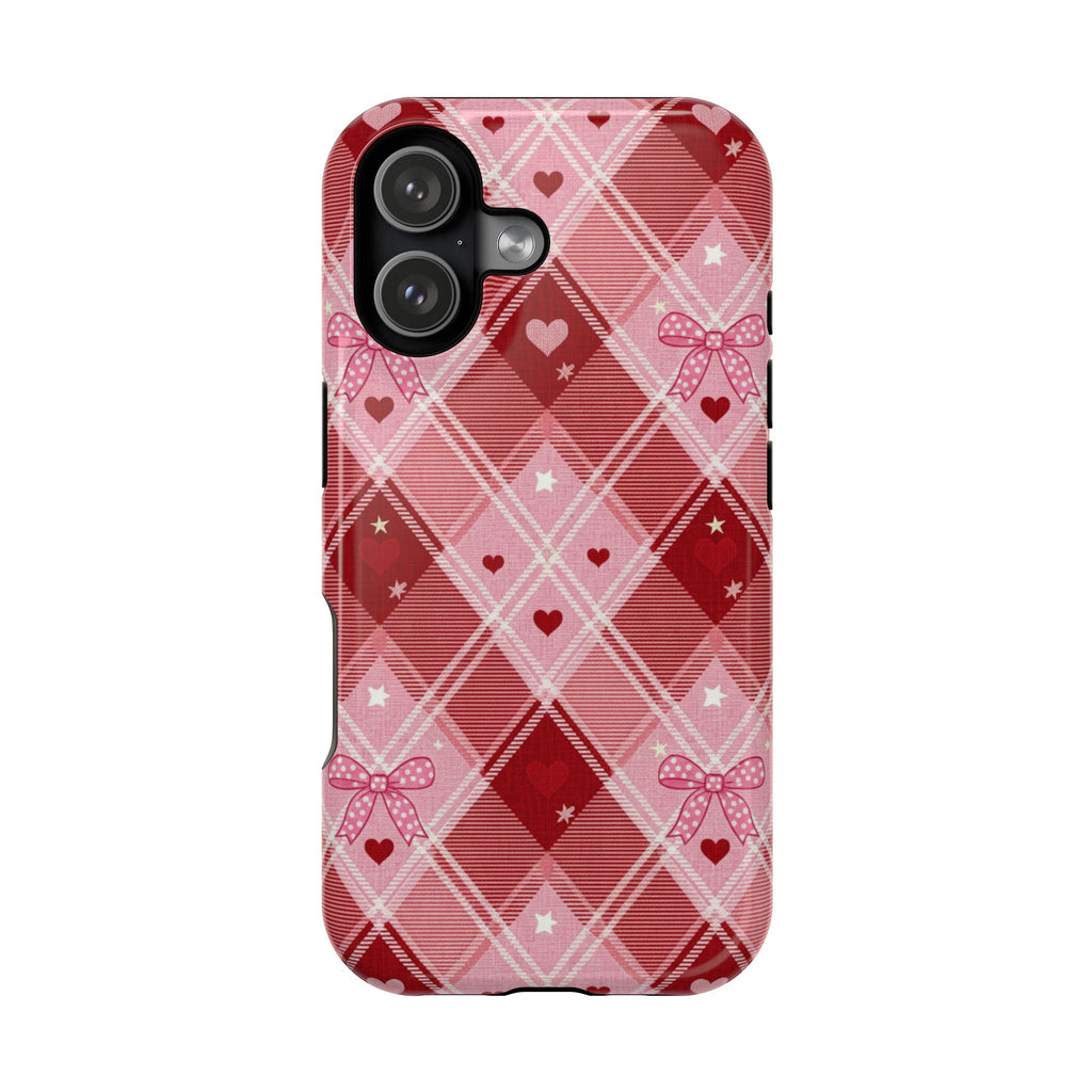 Pink Plaid Heart | Tough MagSafe Case