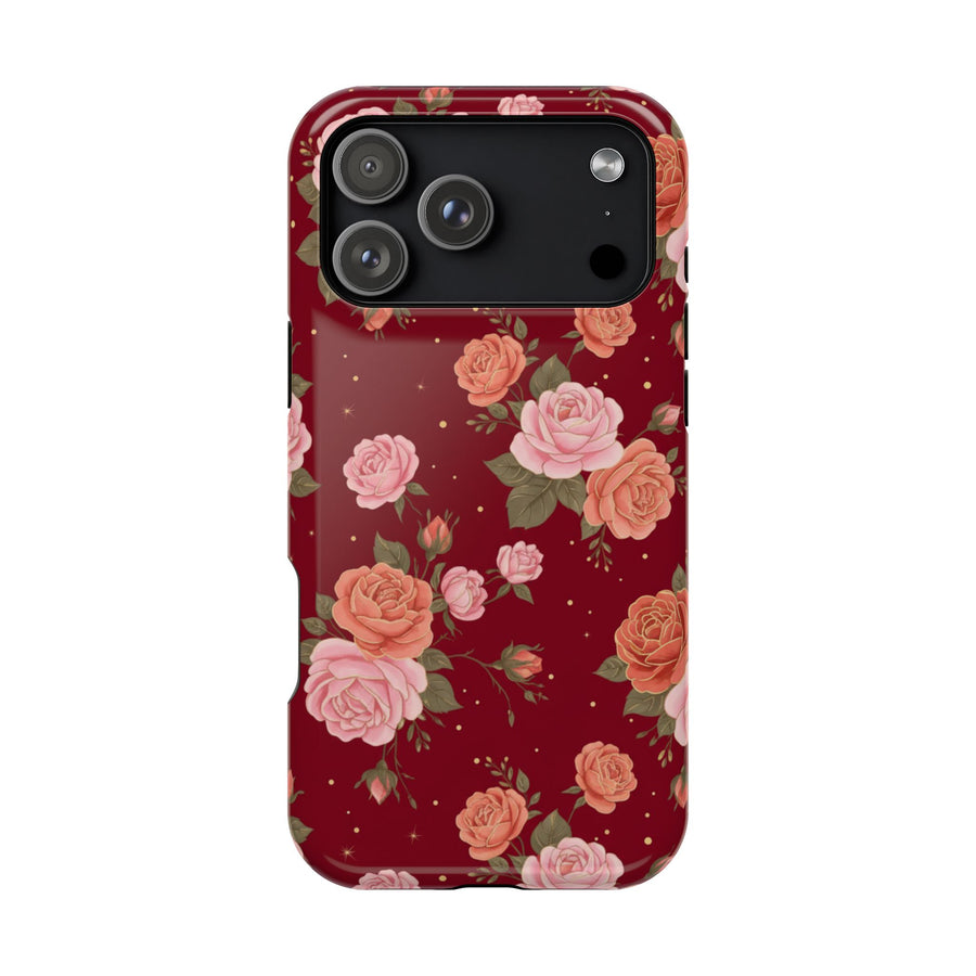 Burgundy Vintage Rose| Tough MagSafe Case