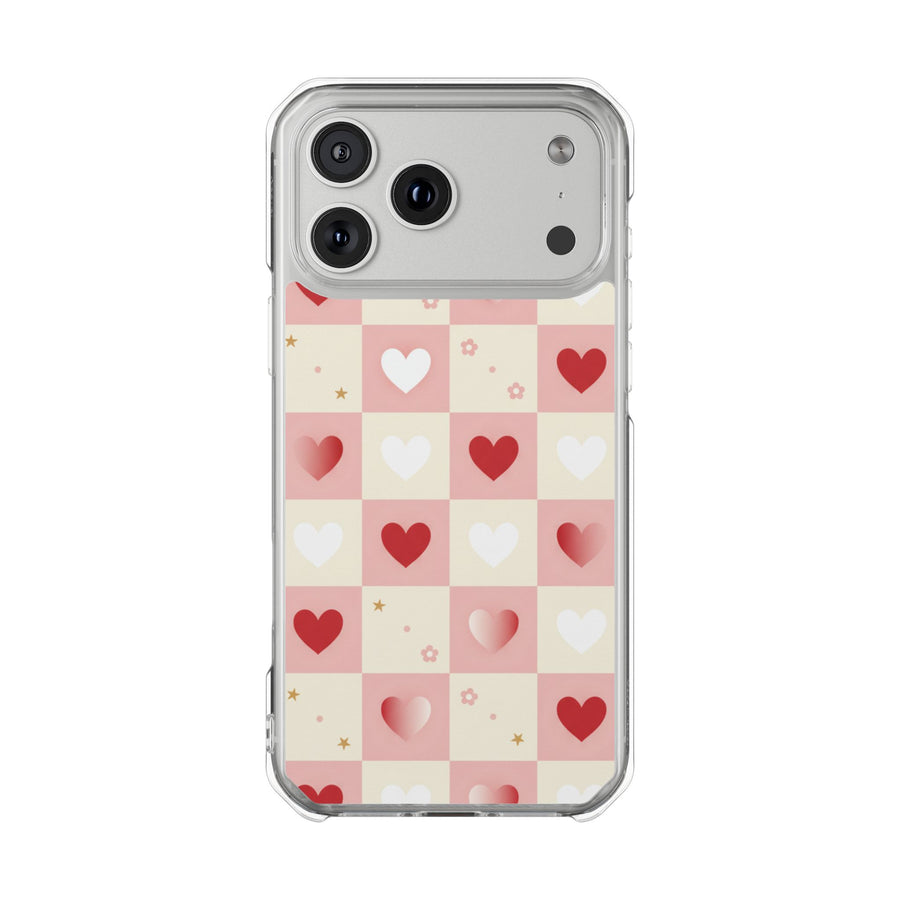 Pink Heart Grid | Clear MagSafe Case
