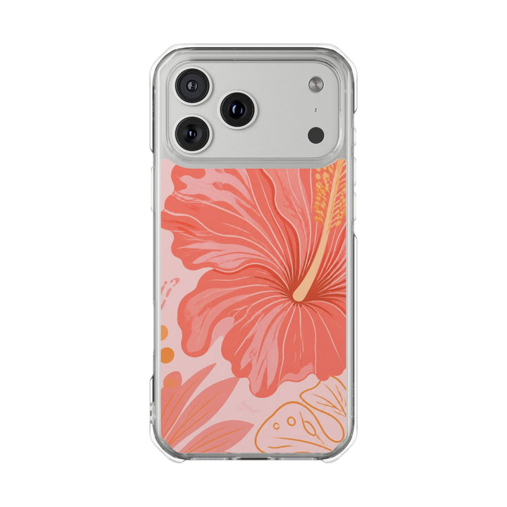 Coral Hibiscus | Clear MagSafe Case