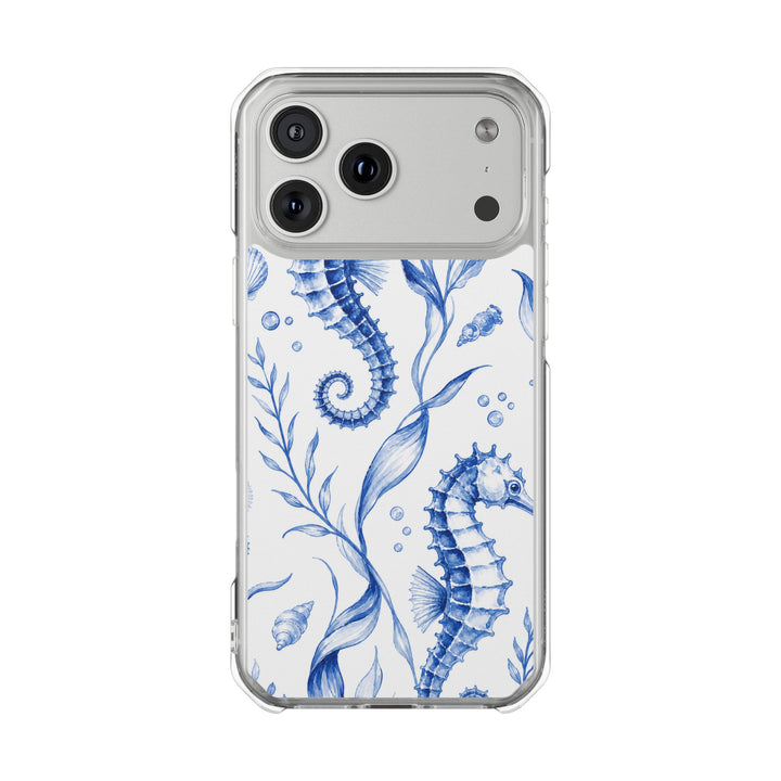 Seahorse Toile | Clear MagSafe Case