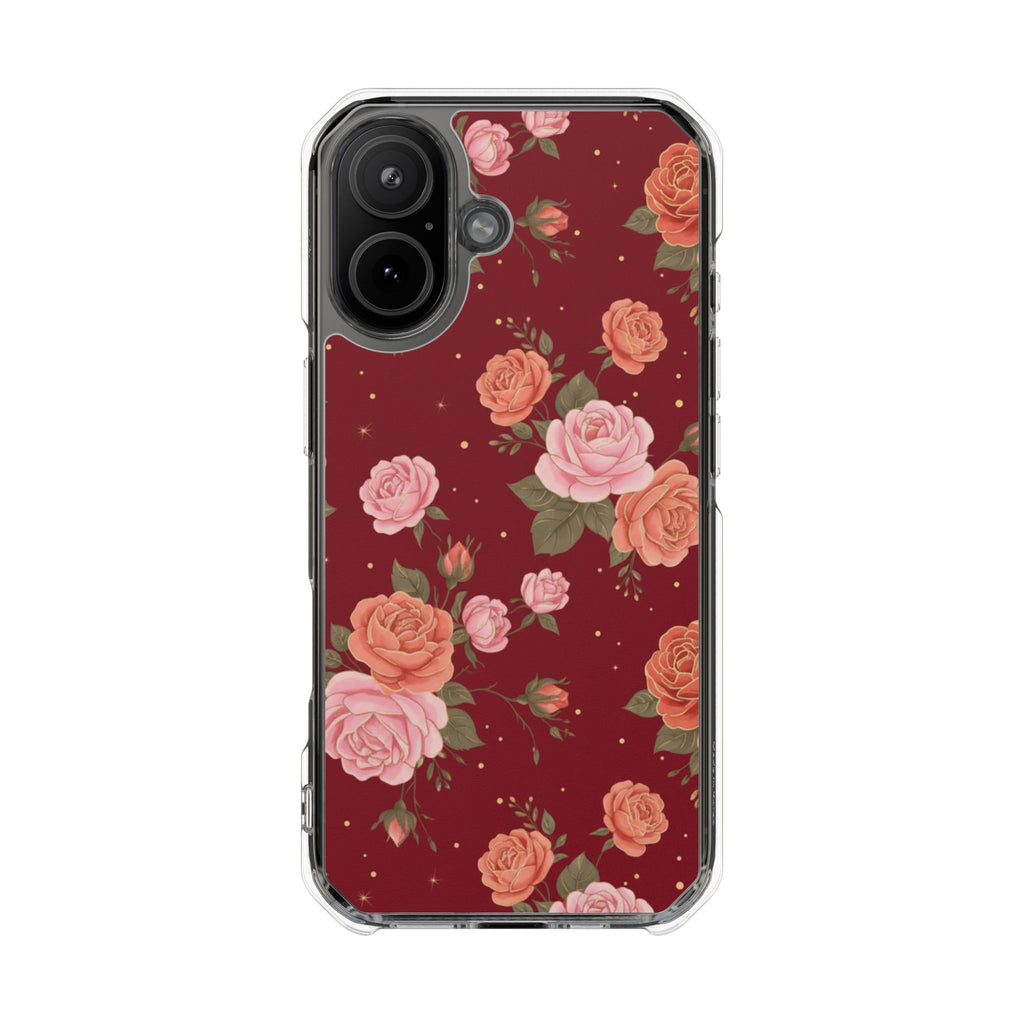 Burgundy Vintage Rose | Clear MagSafe Case