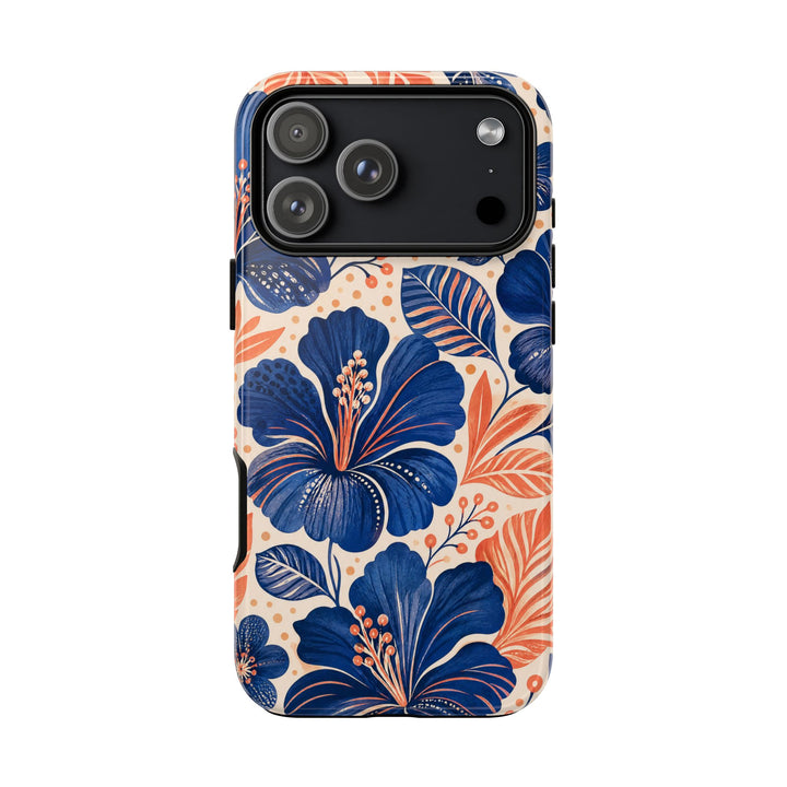 Indigo Hibiscus phone case design