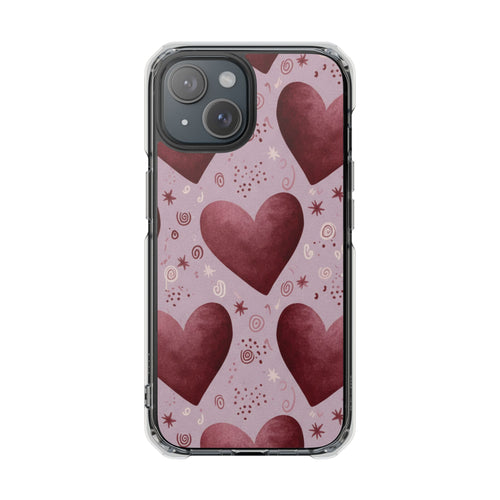 Blush Hearts | Clear MagSafe Case