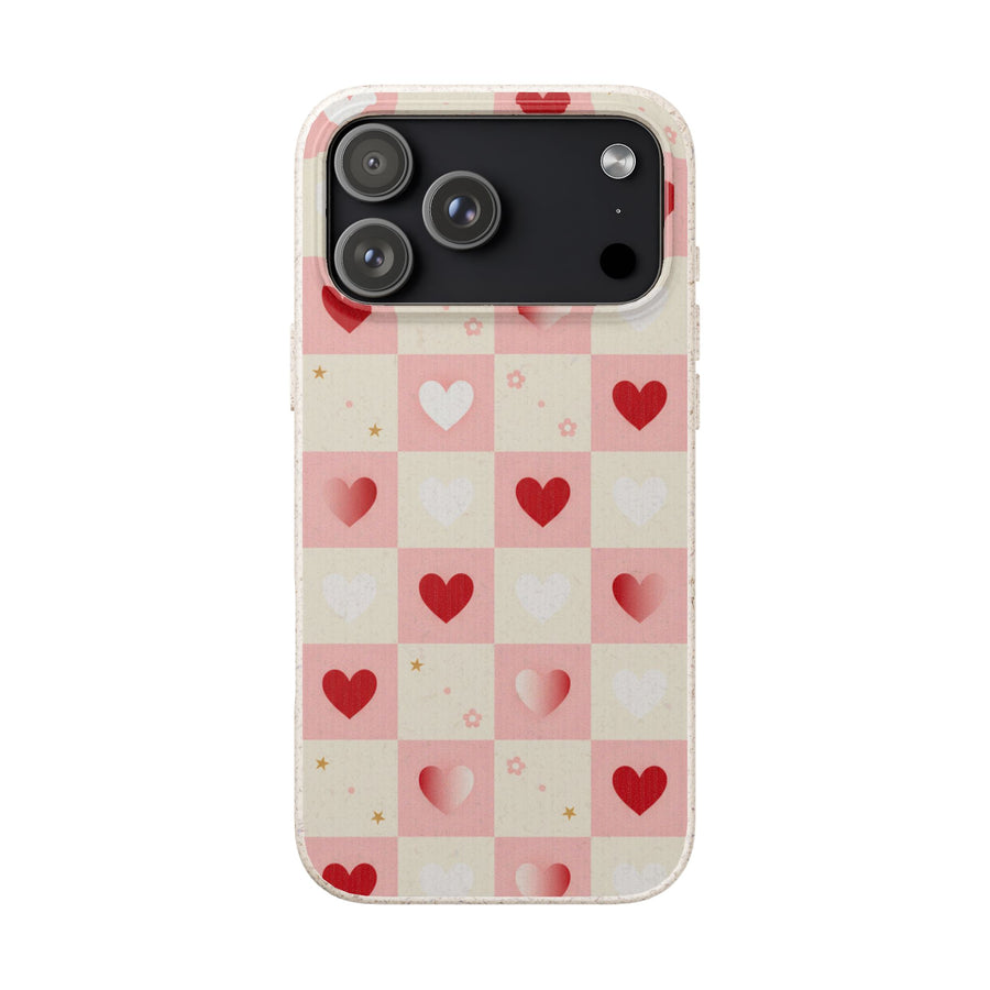 Pink Heart Grid | Biodegradable Case