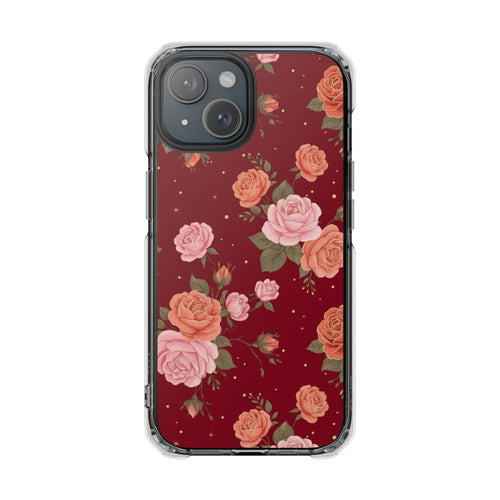 Burgundy Vintage Rose | Clear MagSafe Case