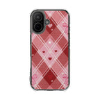 Heart Plaid coquette clear magsafe case design