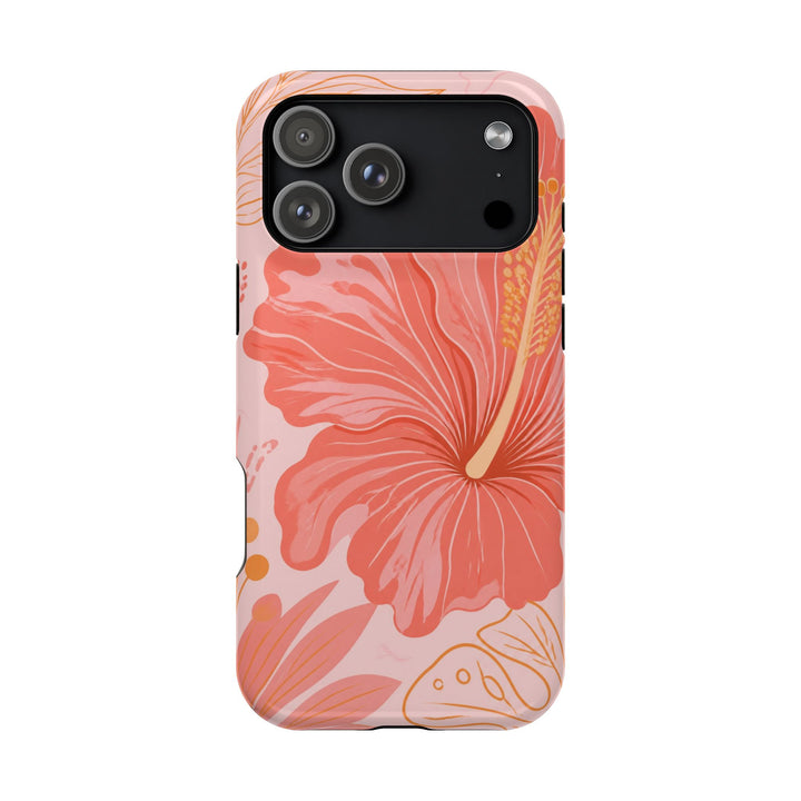 Coral Hibiscus phone case design