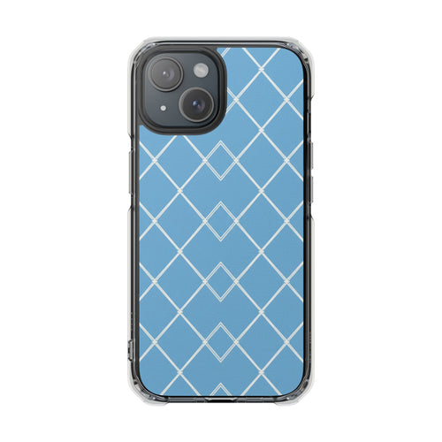 Blue Argyle Pattern | Clear MagSafe Case