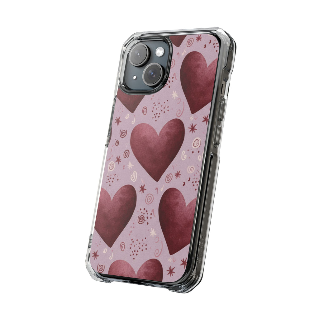 Blush Hearts | Clear MagSafe Case