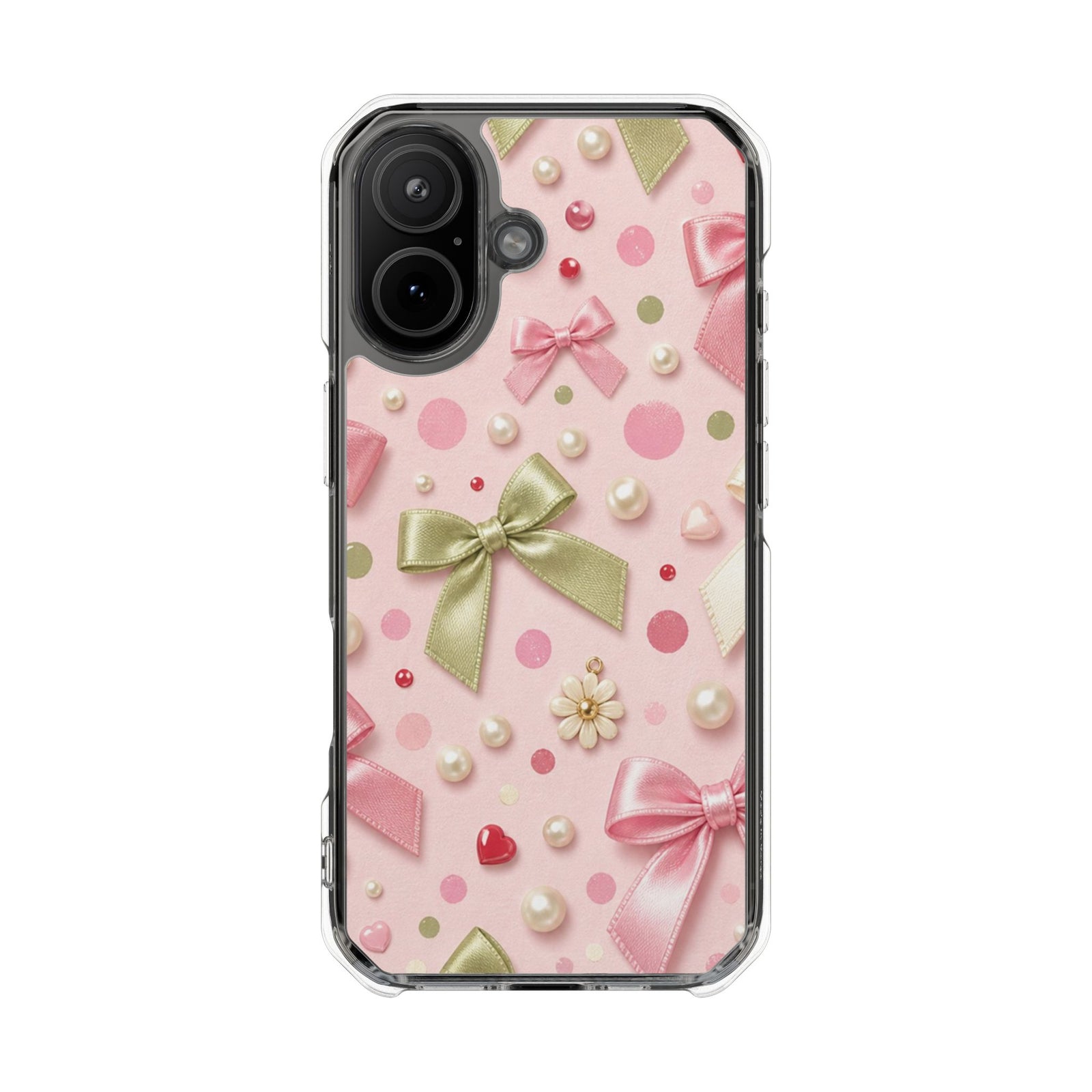 Dotty Pearl Bow | Clear MagSafe Case