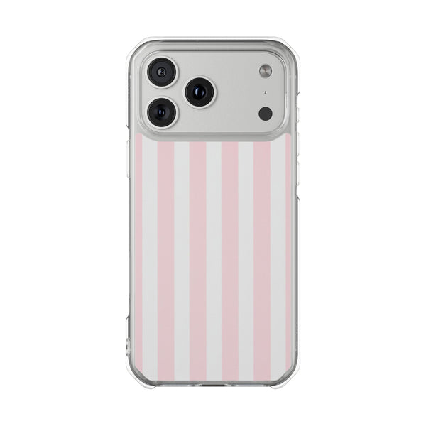 Pink Pinstripe | Clear MagSafe Case