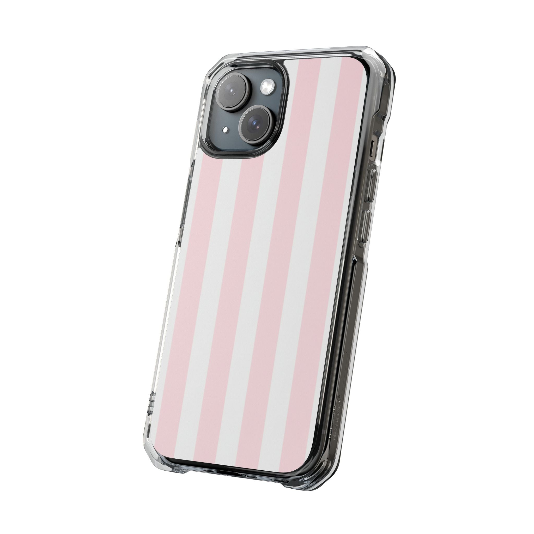Pink Pinstripe minimal clear magsafe case design