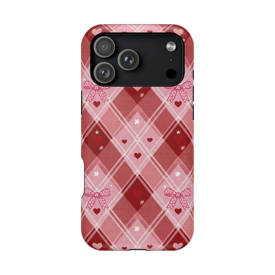 Pink Plaid Heart | Tough MagSafe Case