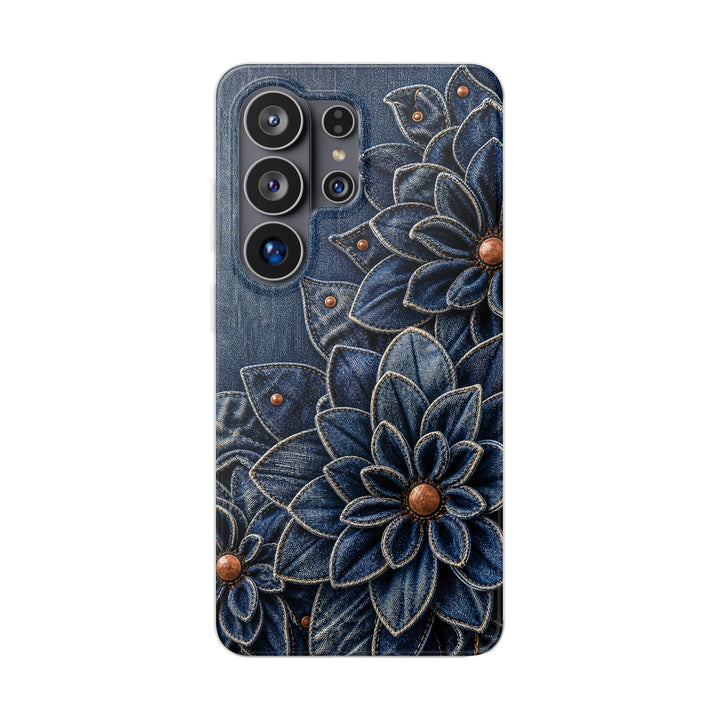 Denim Dahlia phone case design