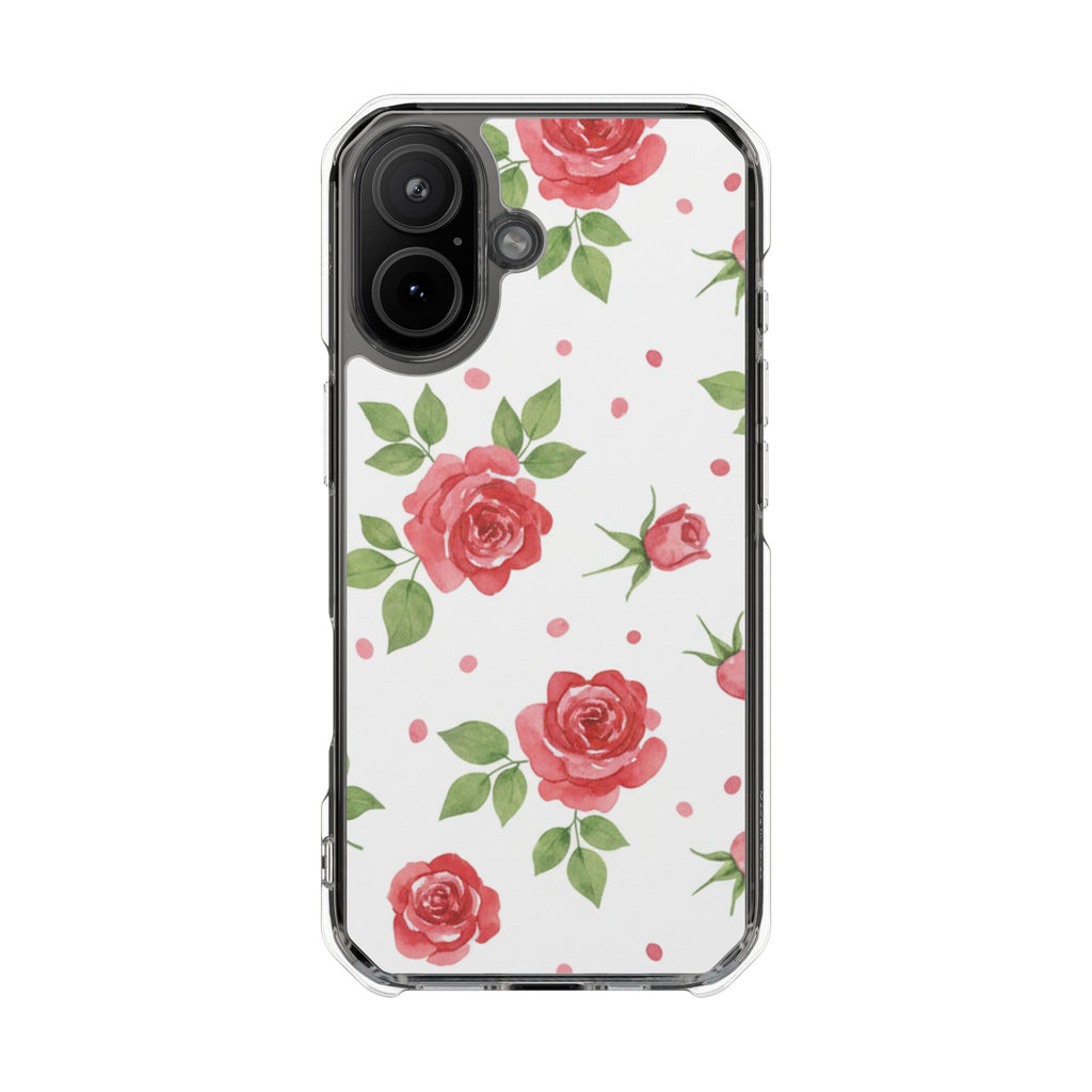 Garden Rose floral clear magsafe case design