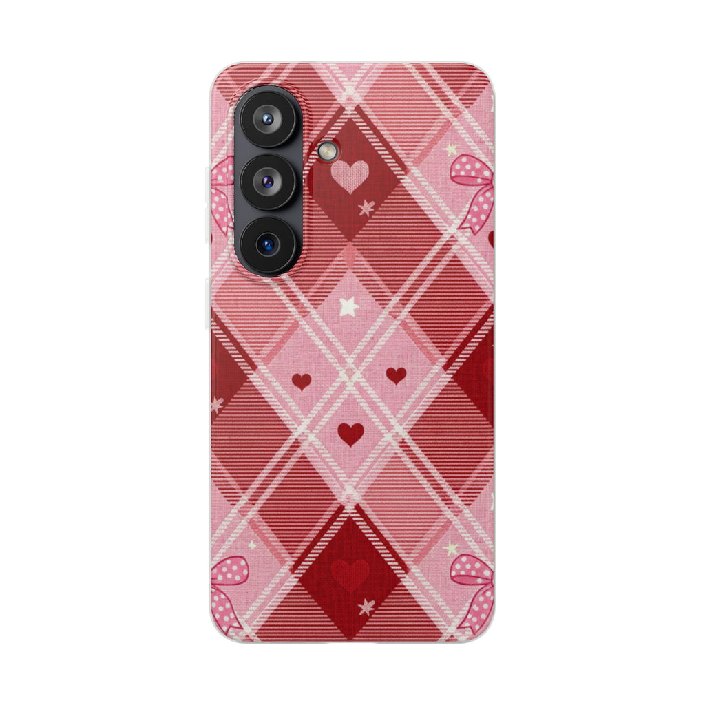 Heart Plaid coquette samsung clear case design