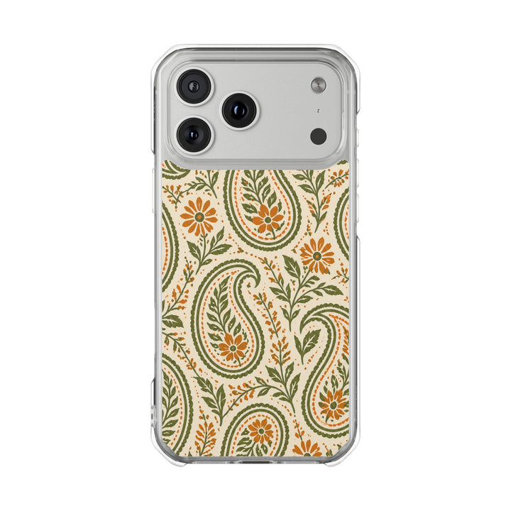Olive Paisley | Clear MagSafe Case