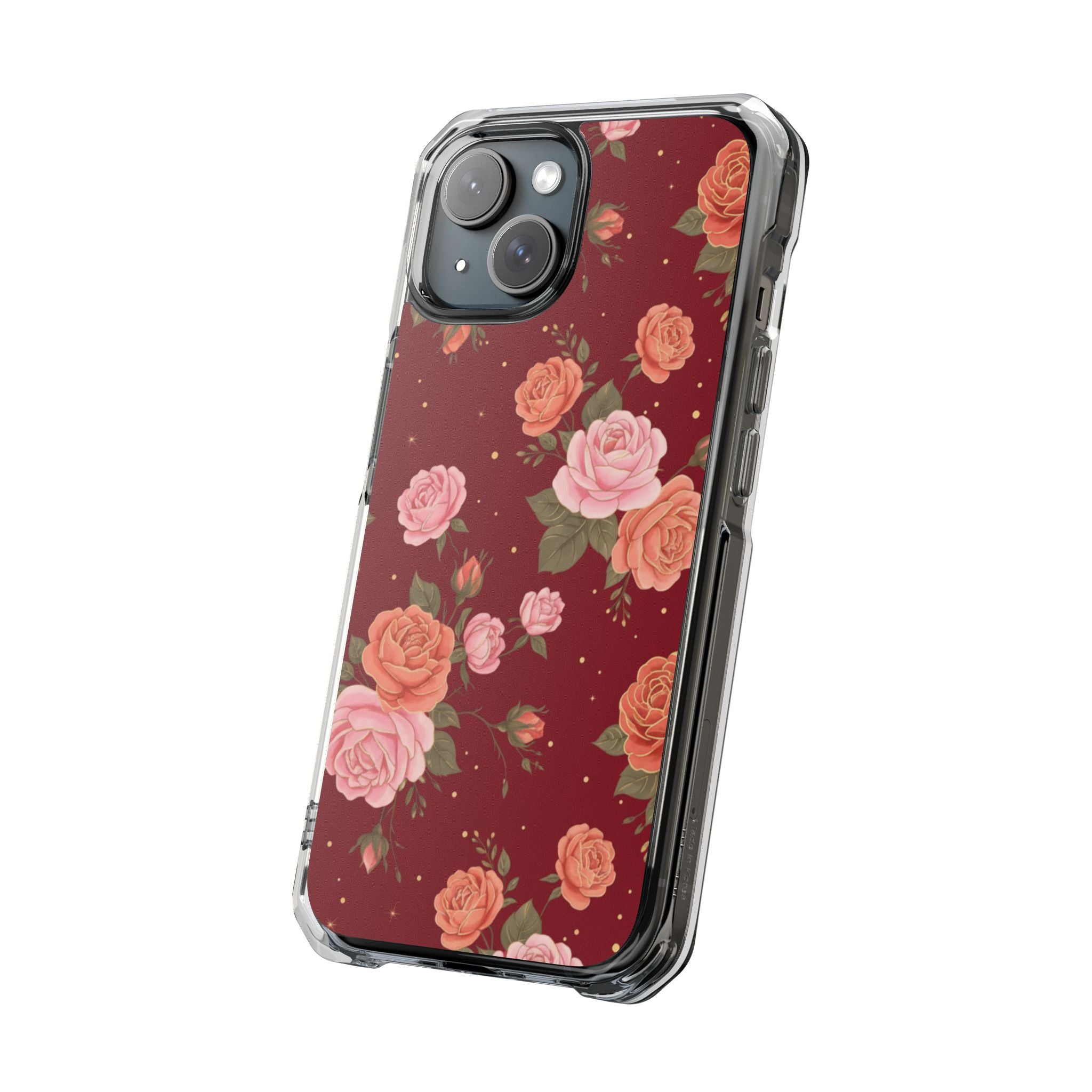 Burgundy Vintage Rose | Clear MagSafe Case