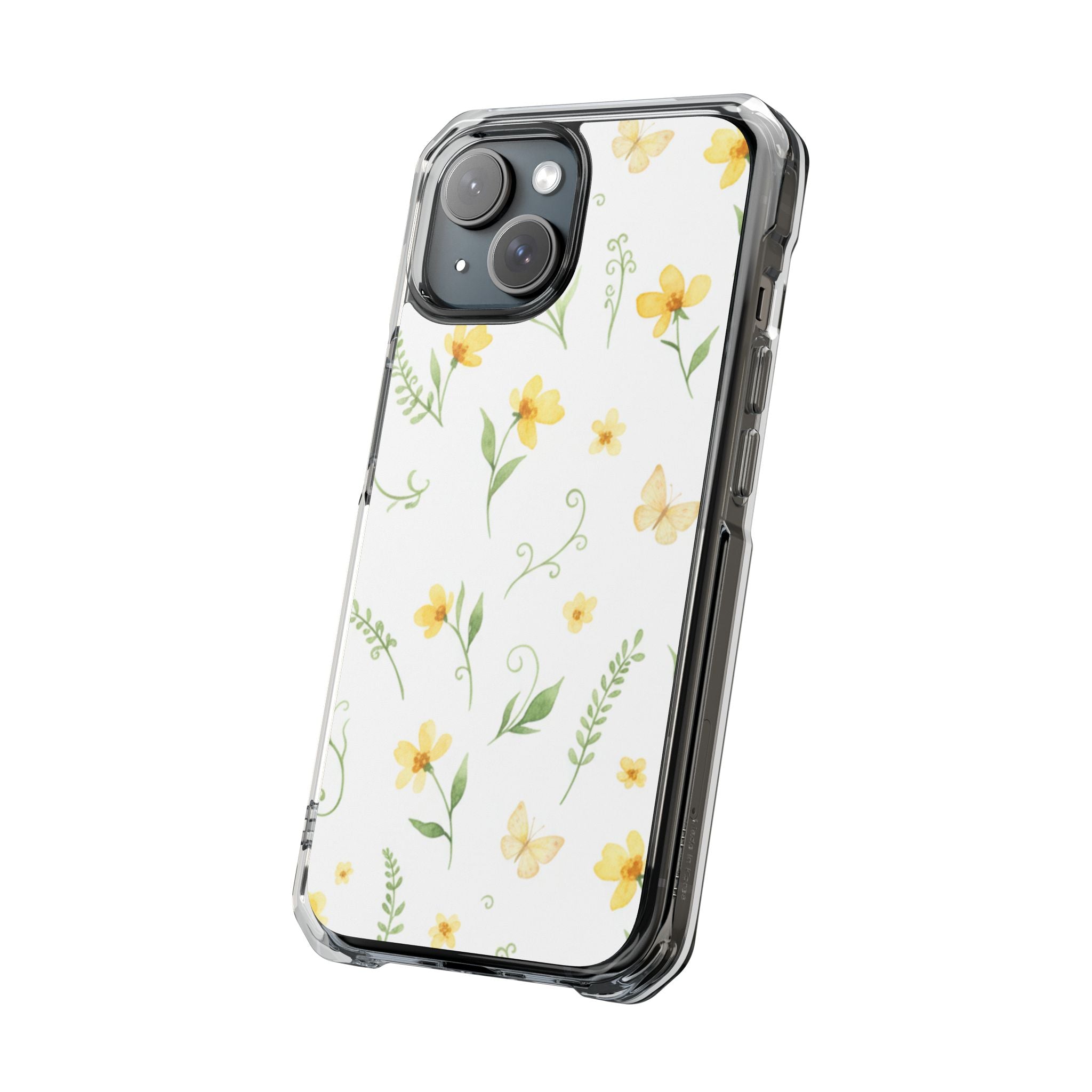 Daisy Whisper floral clear magsafe case design