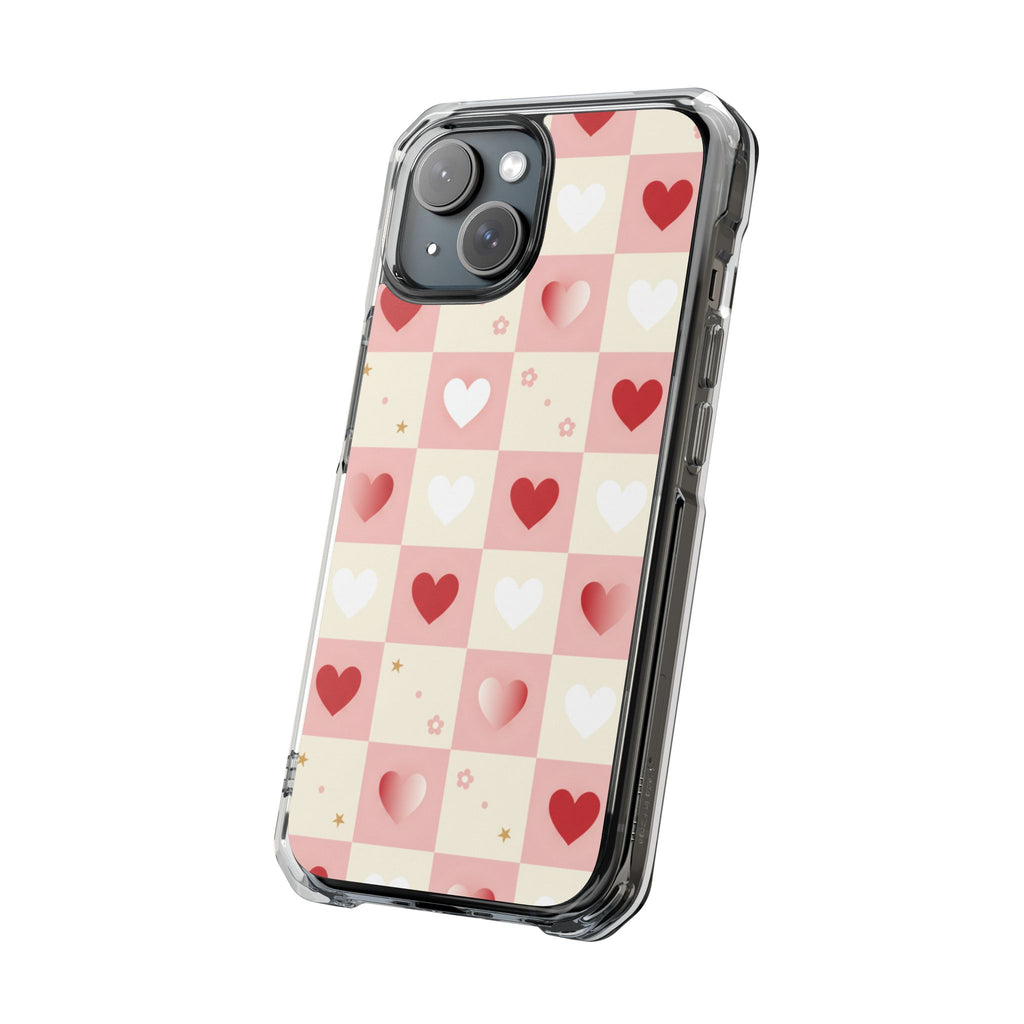 Pink Heart Grid | Clear MagSafe Case