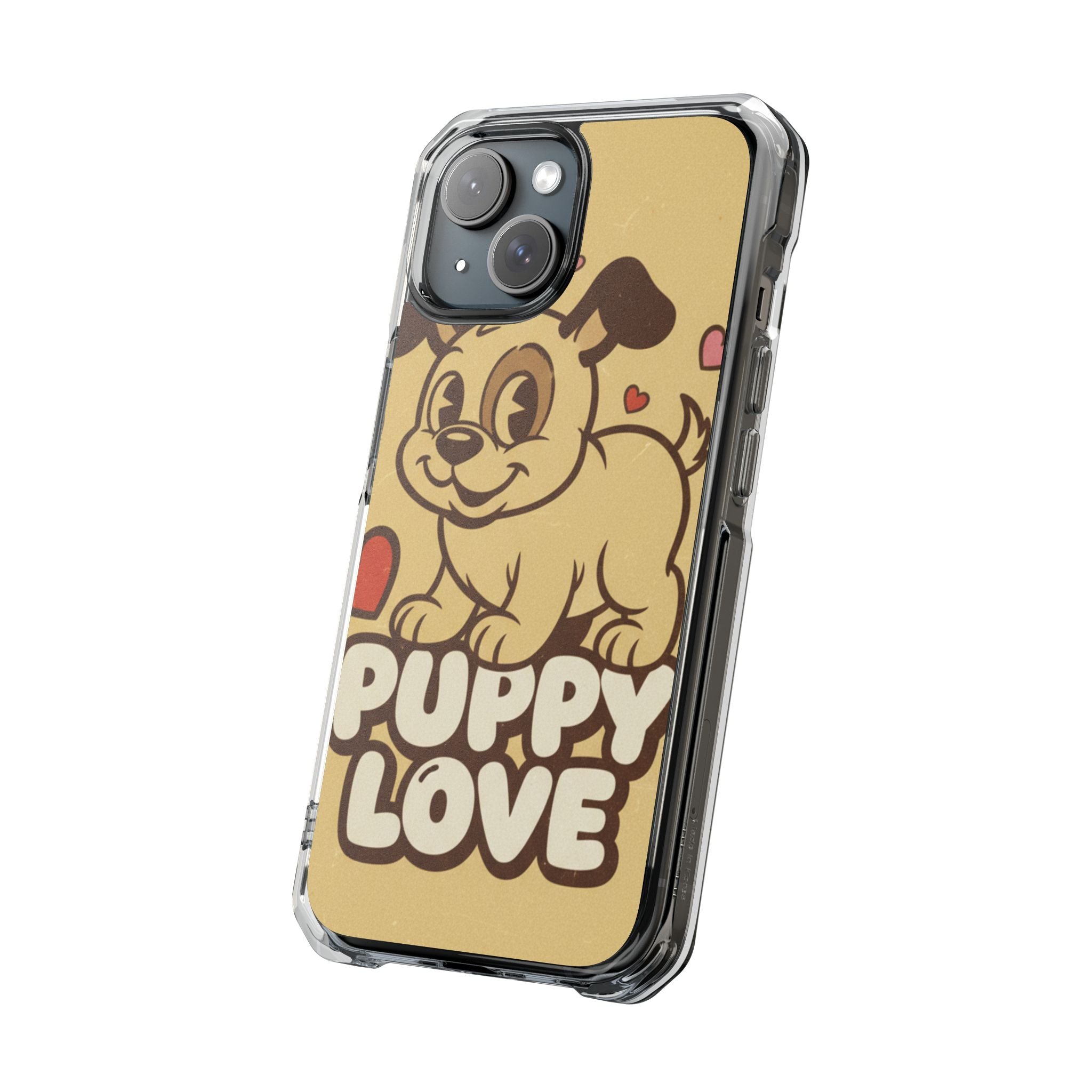 Puppy Love cute clear magsafe case design