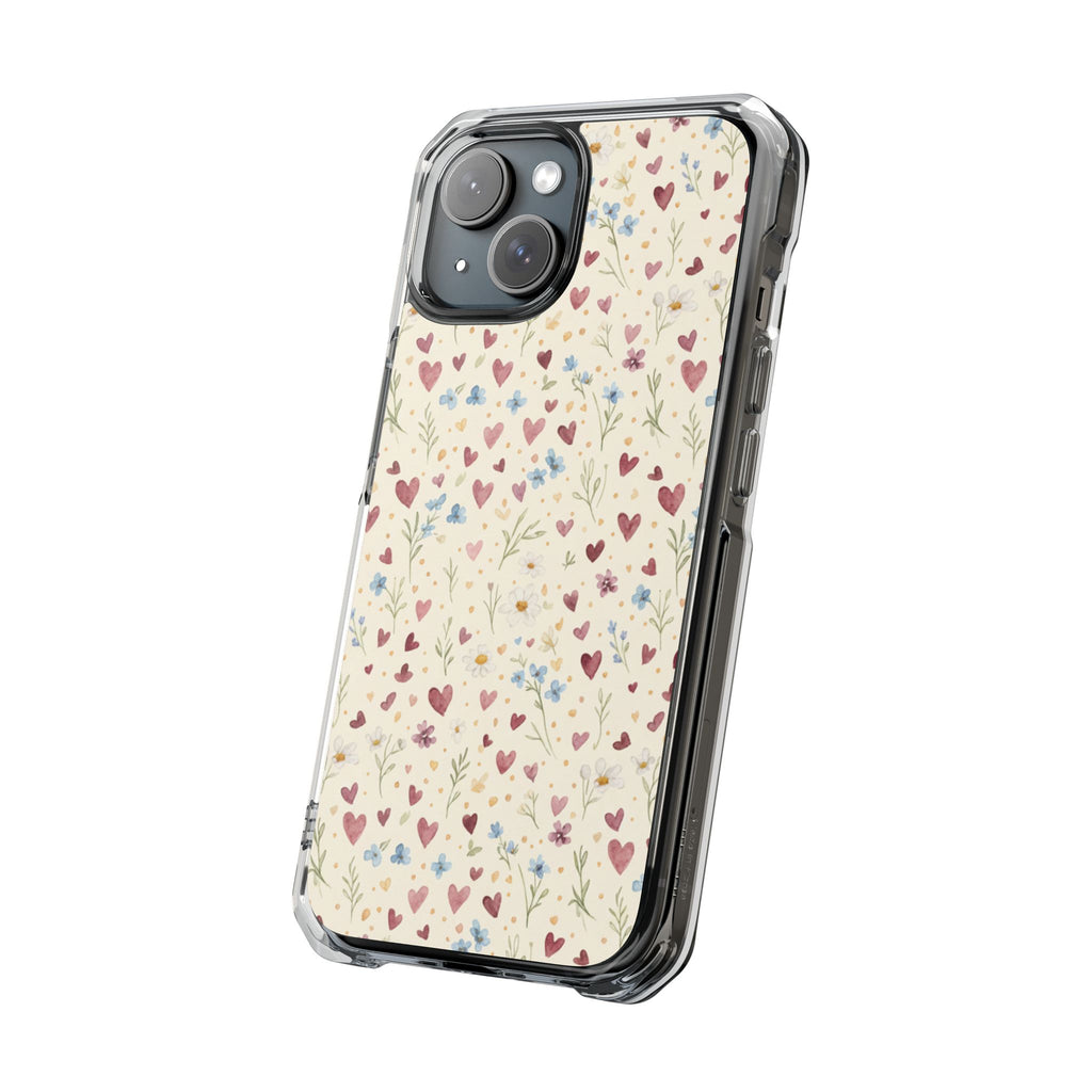 Ditsy Heart Garden | Clear MagSafe Case