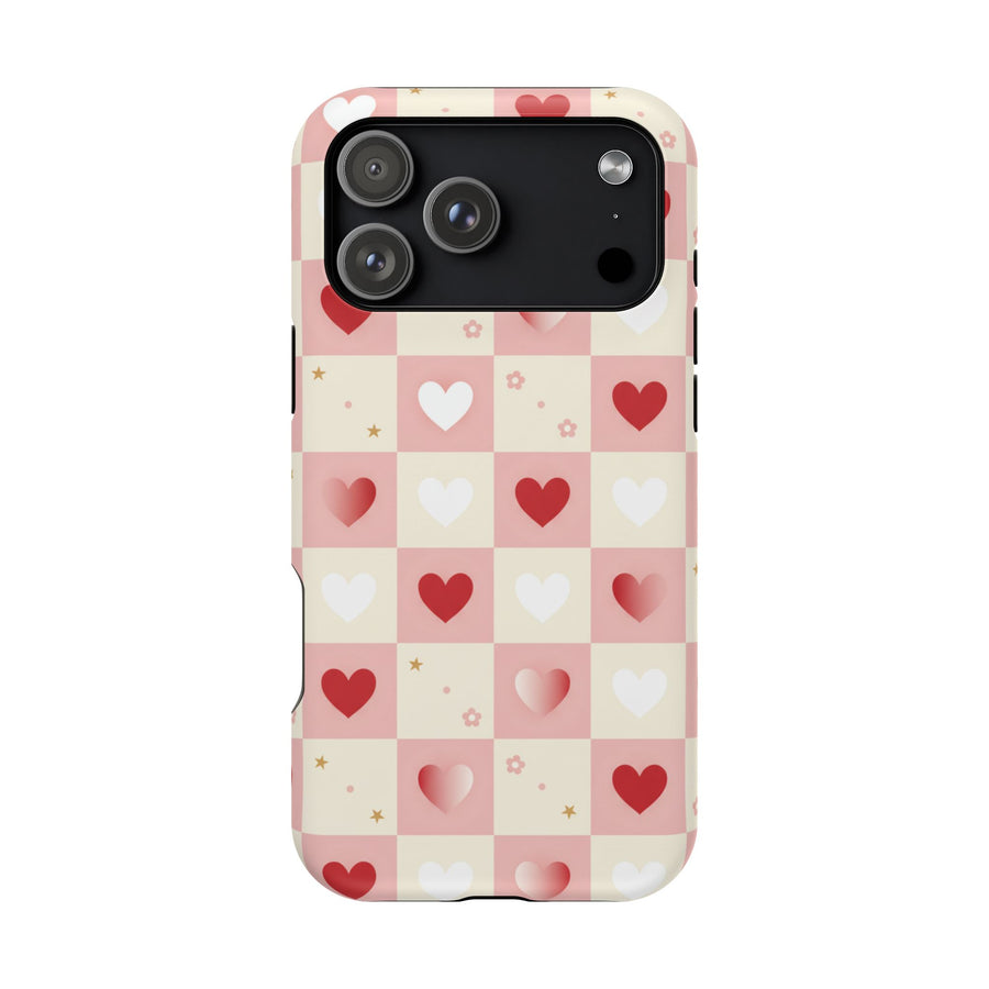 Pink Heart Grid | Tough MagSafe Case