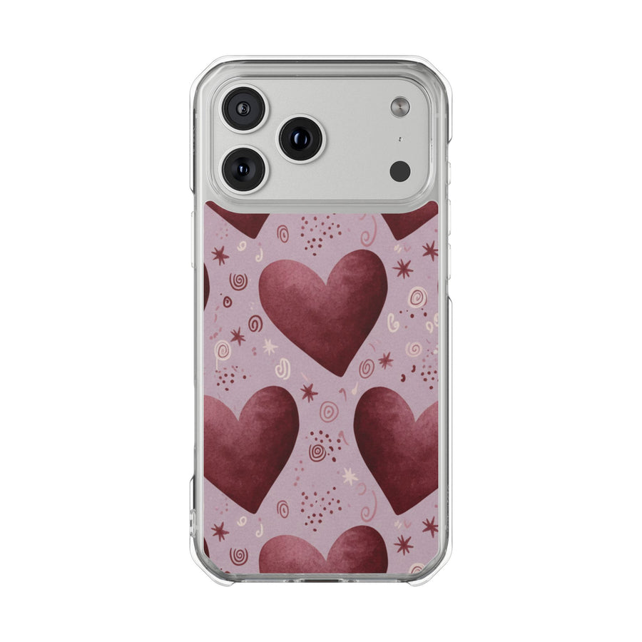 Blush Hearts | Clear MagSafe Case