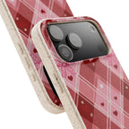 Heart Plaid coquette biodegradable case design