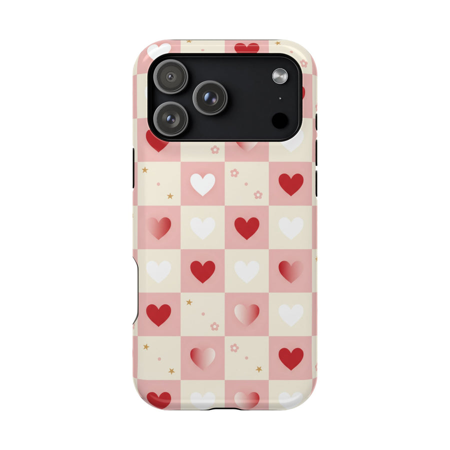 Pink Heart Grid | Tough MagSafe Case