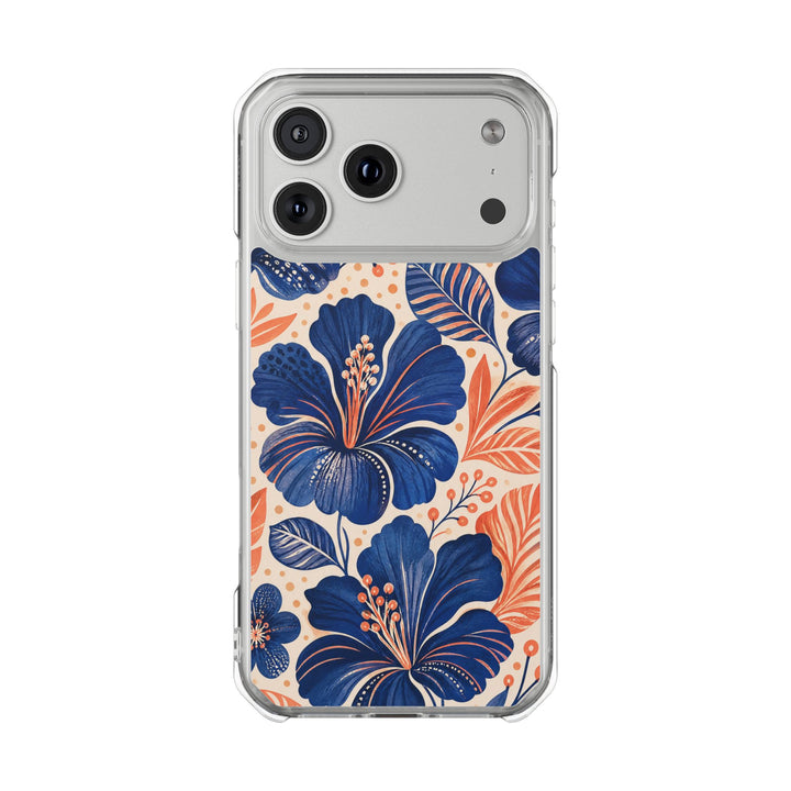 Indigo Hibiscus | Clear MagSafe Case