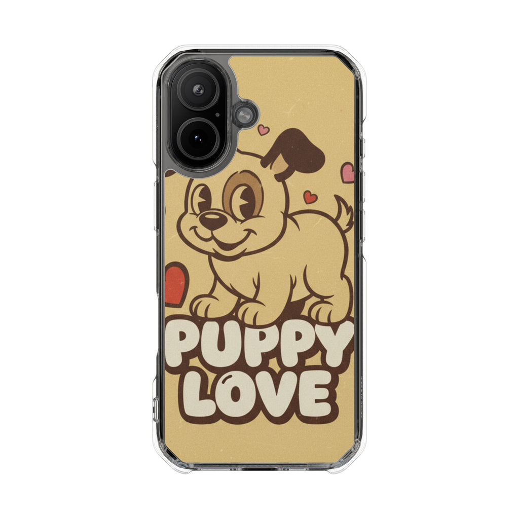 Puppy Love cute clear magsafe case design