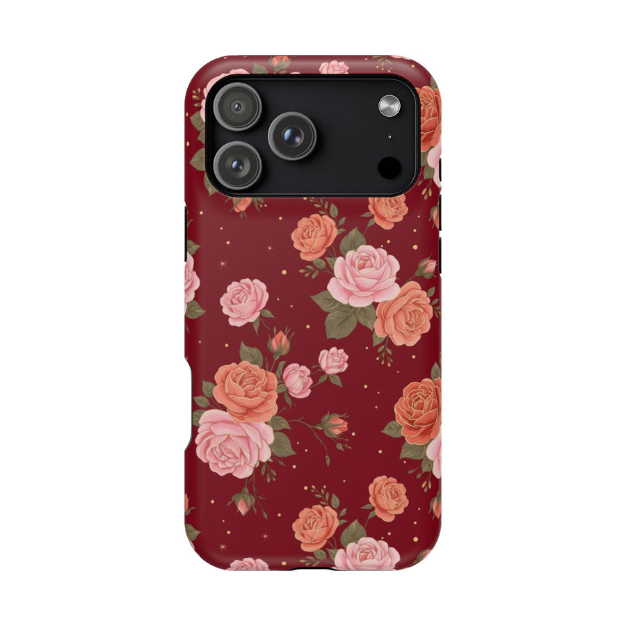 Burgundy Vintage Rose| Tough MagSafe Case