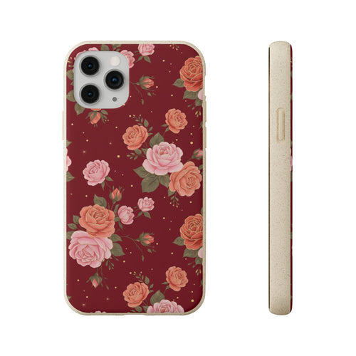 Burgundy Vintage Rose | Biodegradable Case
