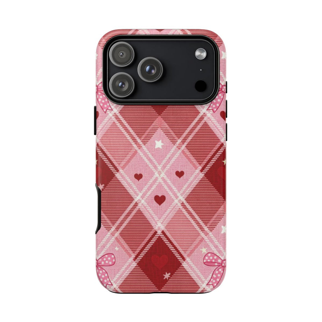 Heart Plaid coquette tough case design